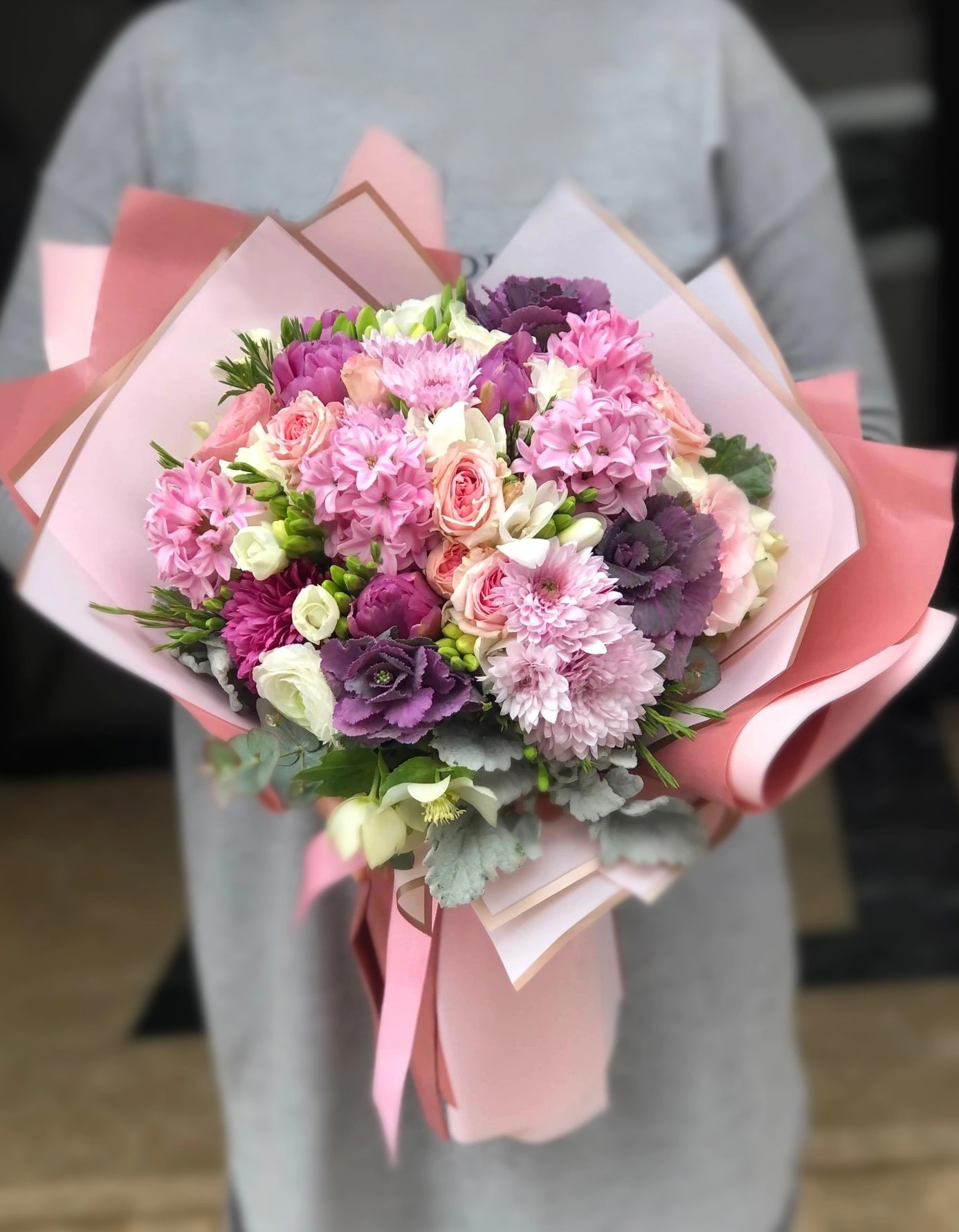 Pembe Lila Mor Buket FG323
